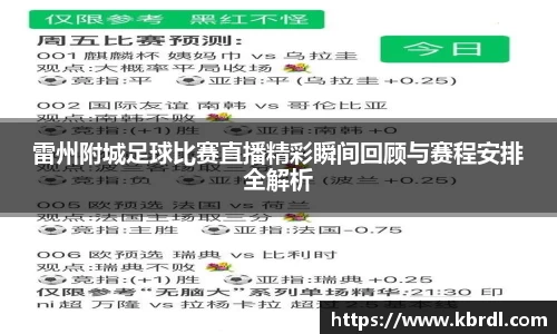 雷州附城足球比赛直播精彩瞬间回顾与赛程安排全解析