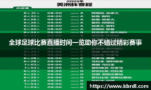 全球足球比赛直播时间一览助你不错过精彩赛事
